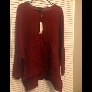 Maroon 2X Tunic Top Long Sleeve new with tags